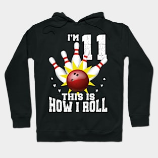 Bowling 11th Birthday Bday Party Kids 11 years Old Bowler Hoodie